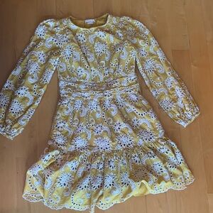 Shoshanna Yellow Dress with White Lace Overlay
